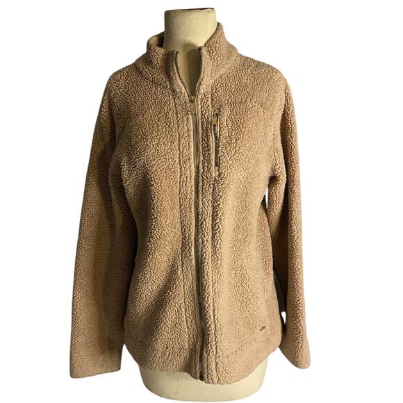 Minimalist Cozy Sherpa Fleece Zip Jacket Beige Neutral Calvin Klein M - Picture 3 of 7